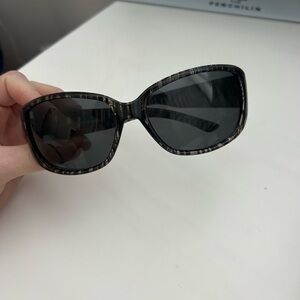 Rectangular Frame Black Patterned Sunglasses